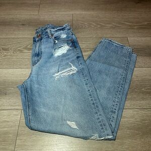 American Eagle Outfitters Light Blue Distressed Mom Jeans